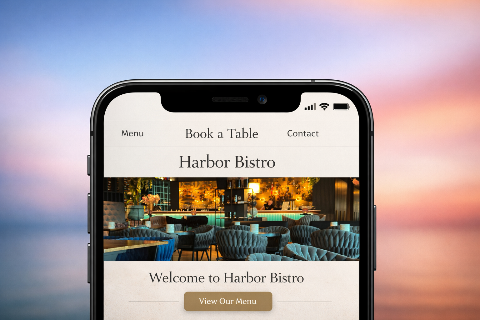 Mobile-first iPhone restaurant showcase
